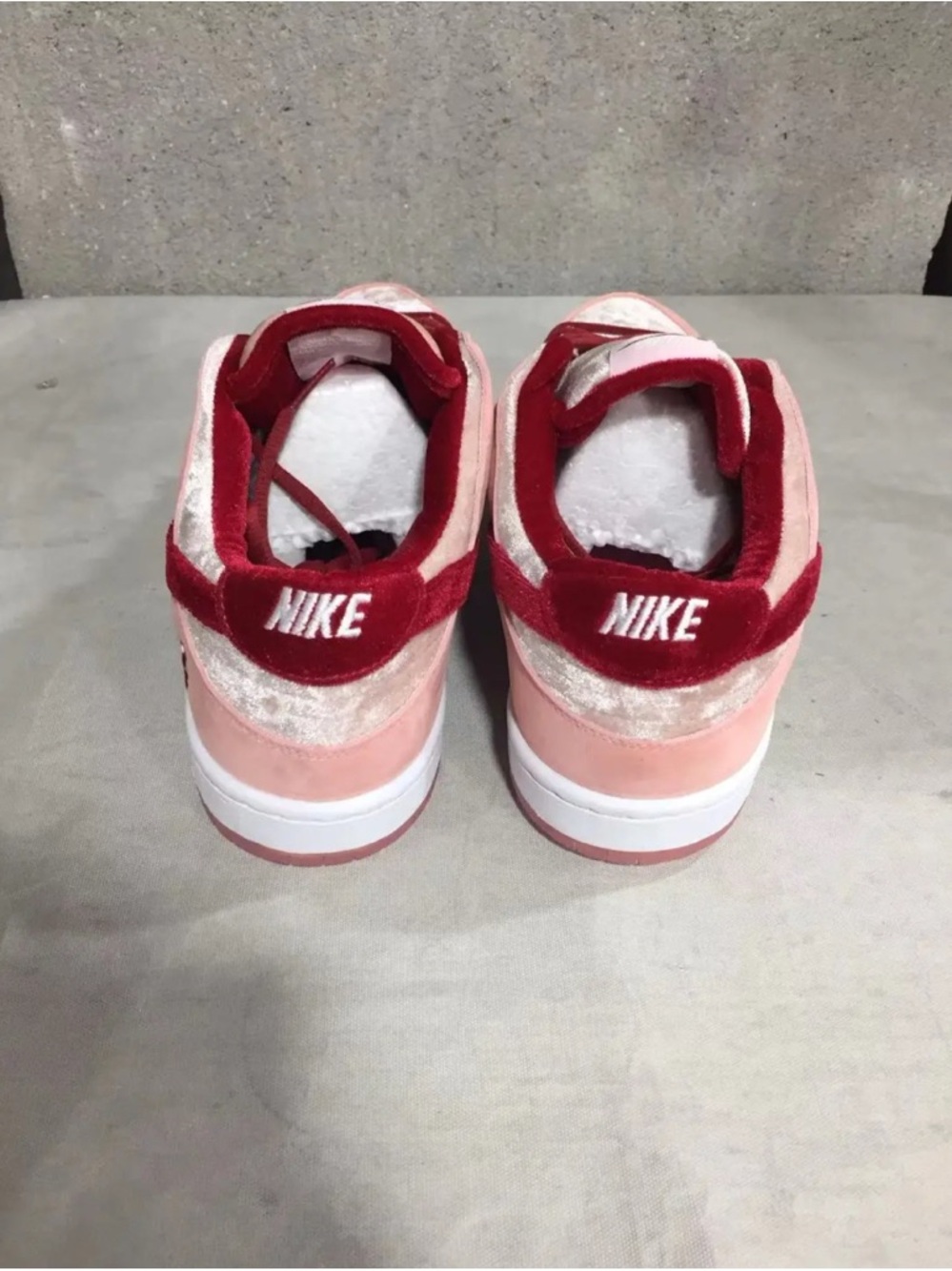 Nike Pink and Red Velvet Low-Top Sneakers